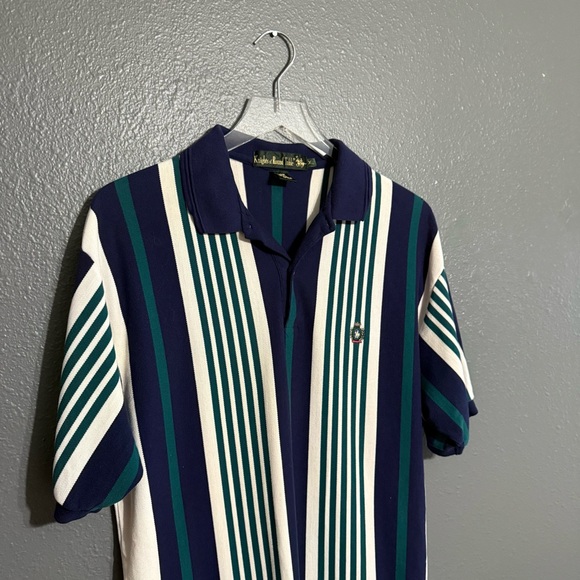Knights of Round Table Vintage Stripped Polo Size XL - Picture 4 of 4